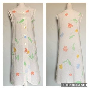 Vintage Button Front Floral Dress